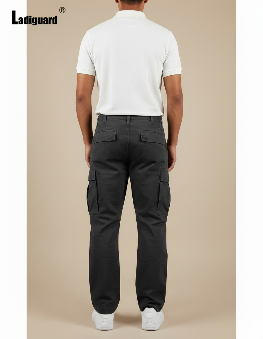 Pantalon Noir Cargo Homme Décontracté Ample Multi-Poches - Toile - vue 2