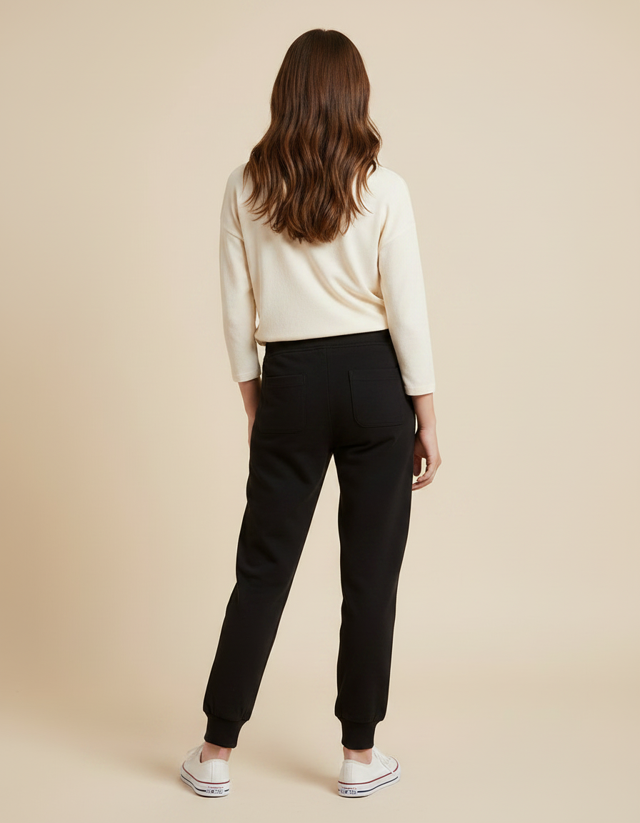 Pantalon Noir Enfant Molleton Confortable Décontracté - vue 2