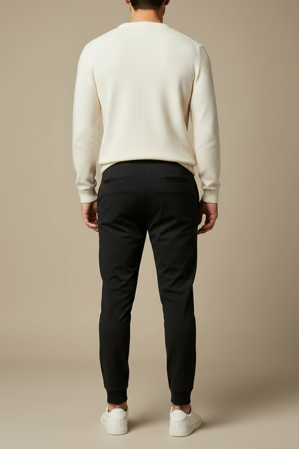 Pantalon Noir Coton Élastique Slim Confortable Homme - vue 2