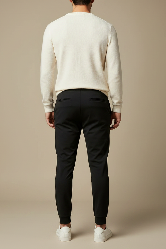 Pantalon Noir Coton Élastique Slim Confortable Homme - vue 2