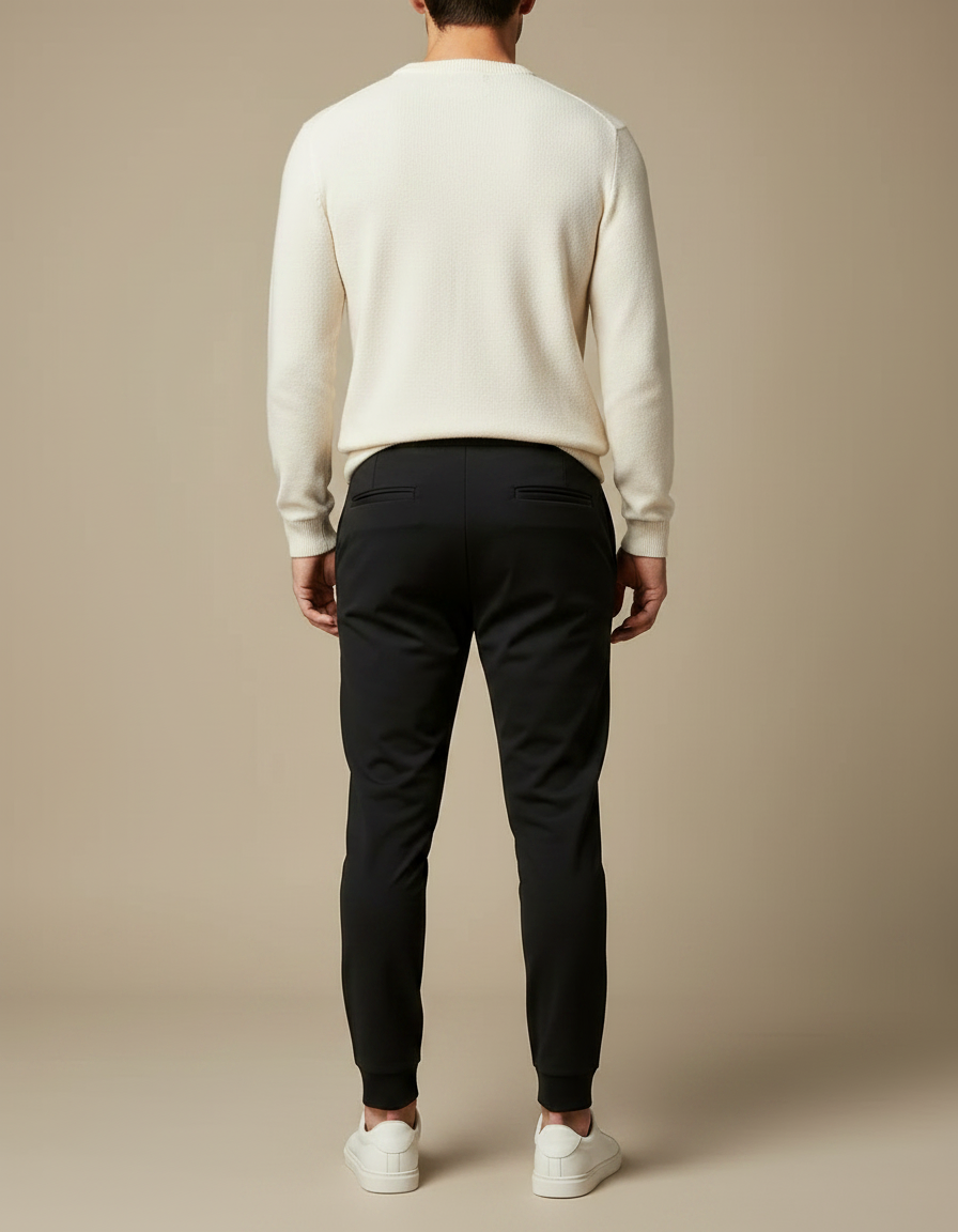 Pantalon Noir Coton Élastique Slim Confortable Homme - vue 2