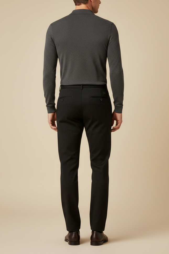 Pantalon Noir Ajusté, Élégant, Formel, Homme - Gabardine - vue 2