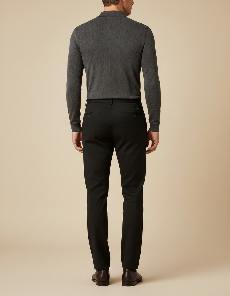 Pantalon Noir Ajusté, Élégant, Formel, Homme - Gabardine - vue 2