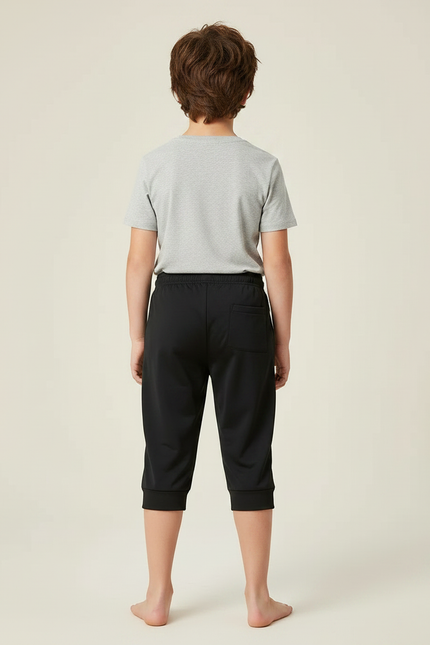 Pantalon Noir Garçon Court Sport Décontracté - Polyester - vue 2