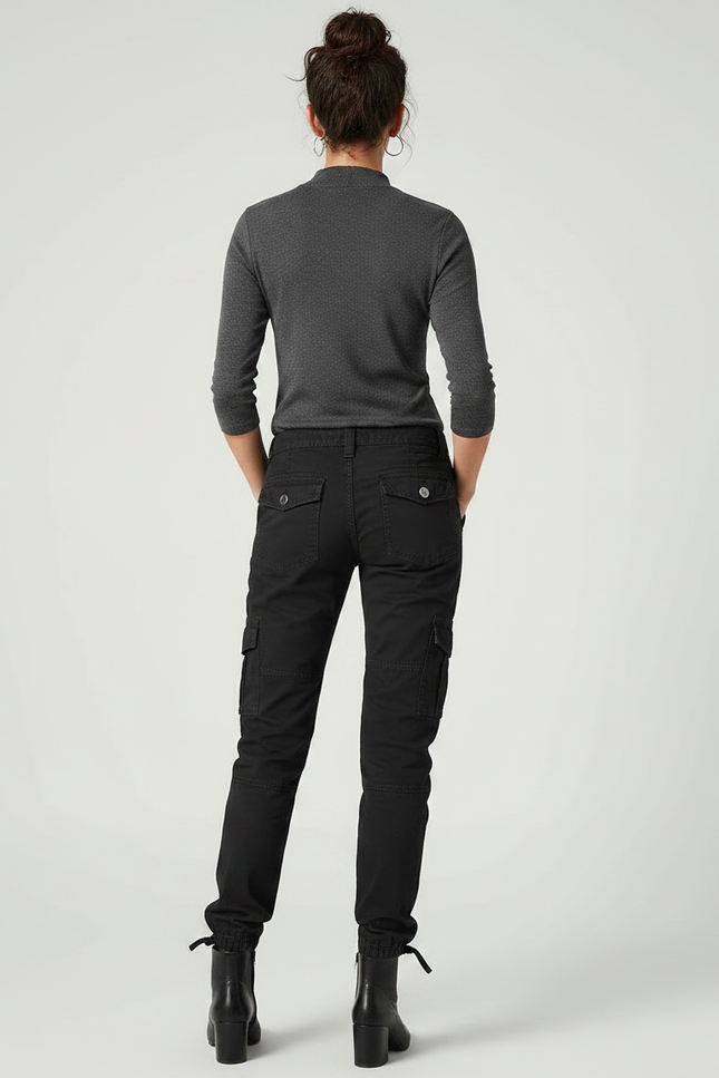 Pantalon Noir Militaire Femme - Toile - vue 2
