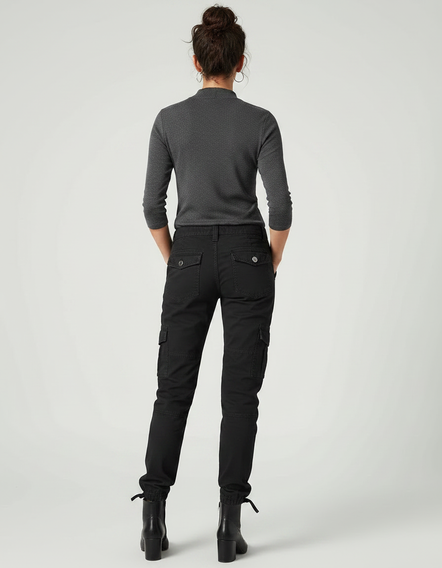 Pantalon Noir Militaire Femme - Toile - vue 2