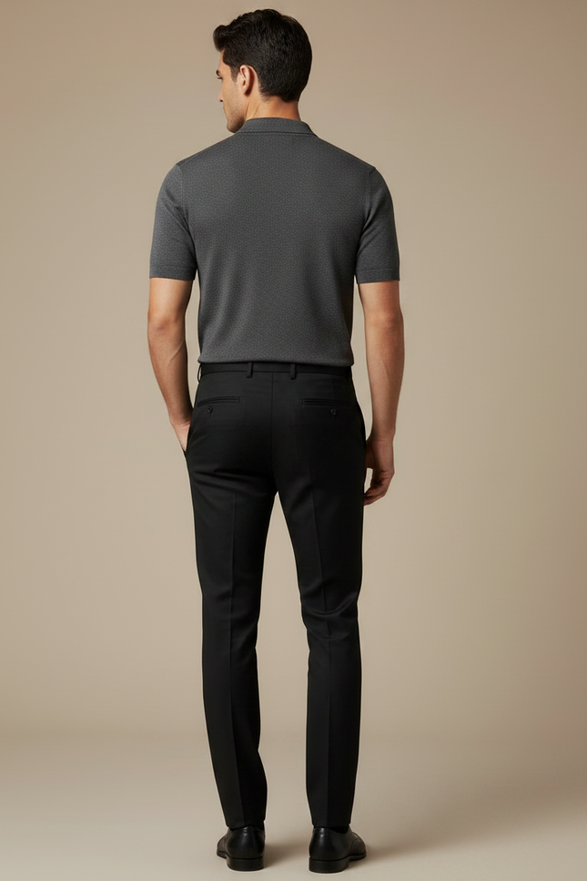 Pantalon Noir Homme Slim Élégant Formel Moderne - Gabardine - vue 2
