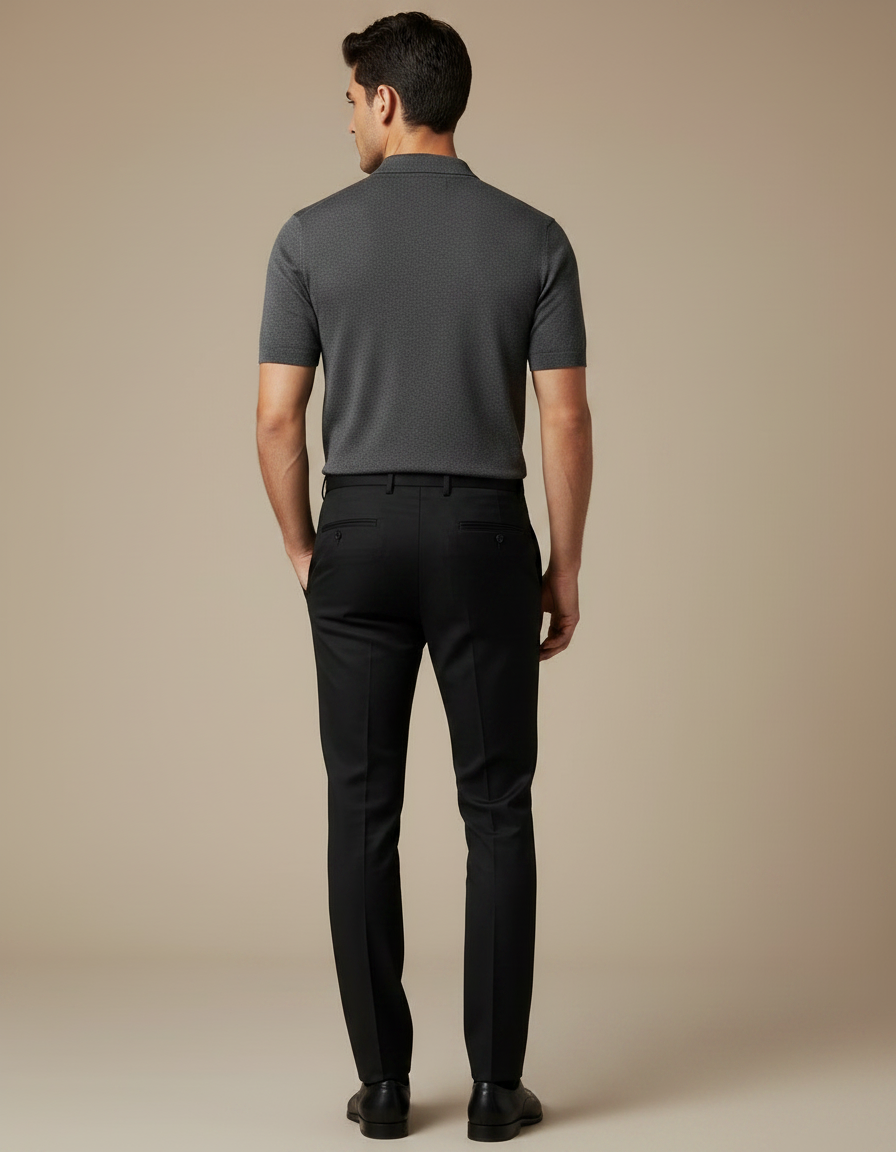 Pantalon Noir Homme Slim Élégant Formel Moderne - Gabardine - vue 2