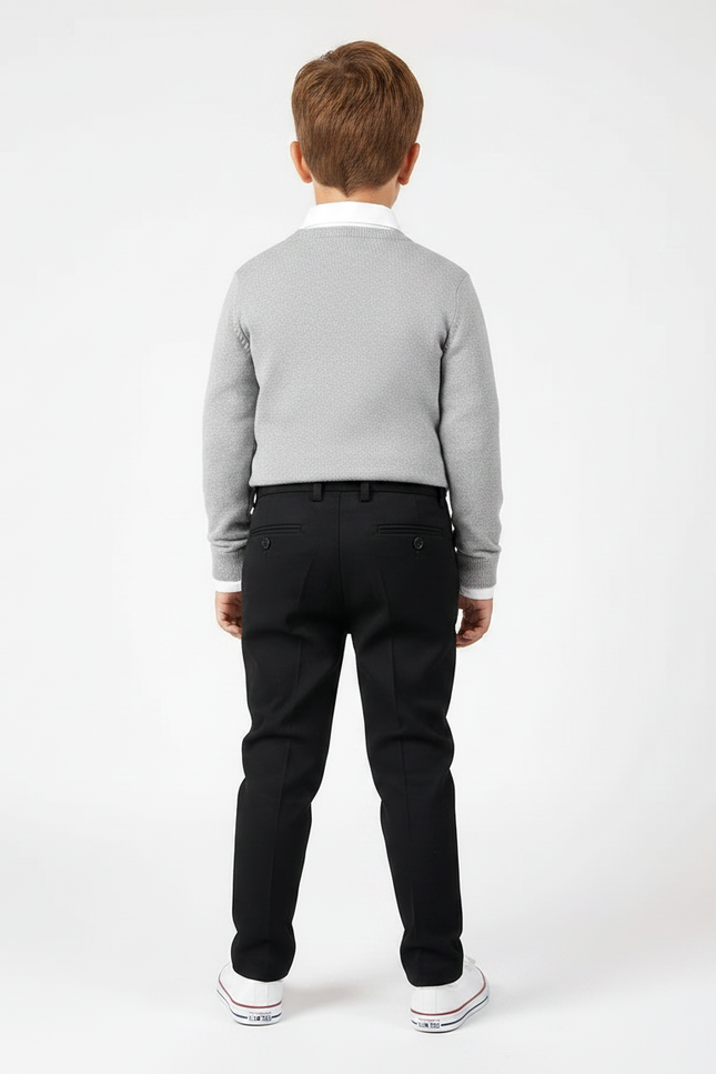 Pantalon Noir Garçon Slim Habillé Extensible Élégant - Gabardine - vue 2