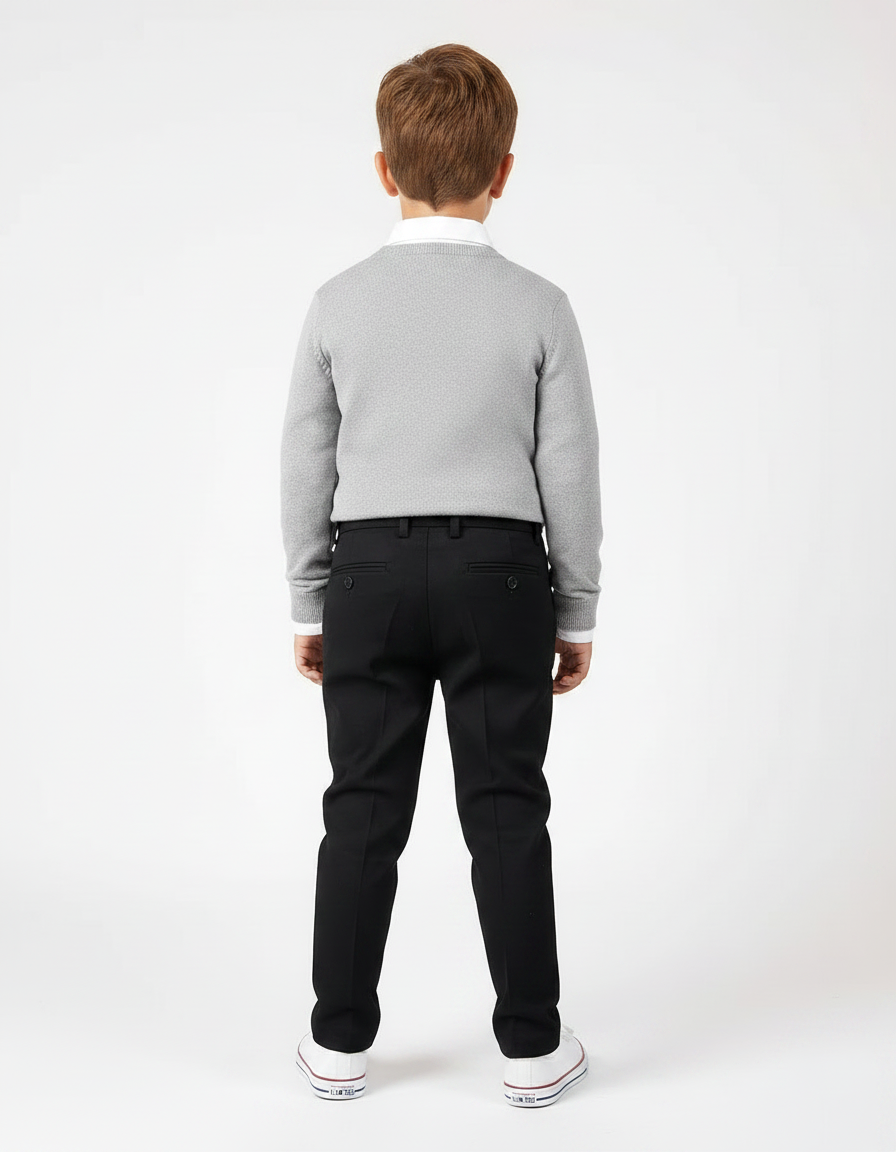 Pantalon Noir Garçon Slim Habillé Extensible Élégant - Gabardine - vue 2