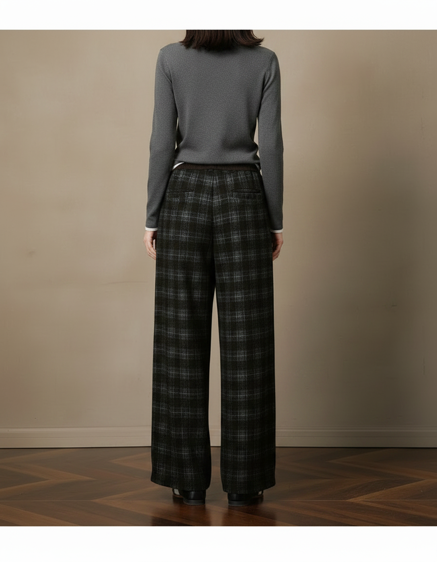 Pantalon Tweed Femme Noir - vue 2