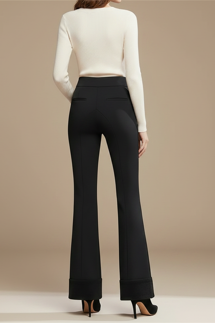 Pantalon Flare Noir Taille Haute - Gabardine - vue 2
