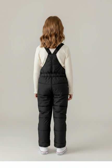 Pantalon Noir Enfant Rembourré Matelassé Hiver Salopette - Polyester - vue 2