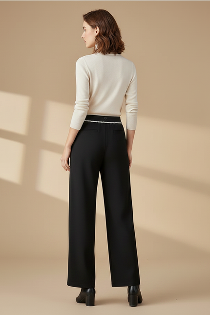 Pantalon Noir Liseré Blanc - Polyester - vue 2