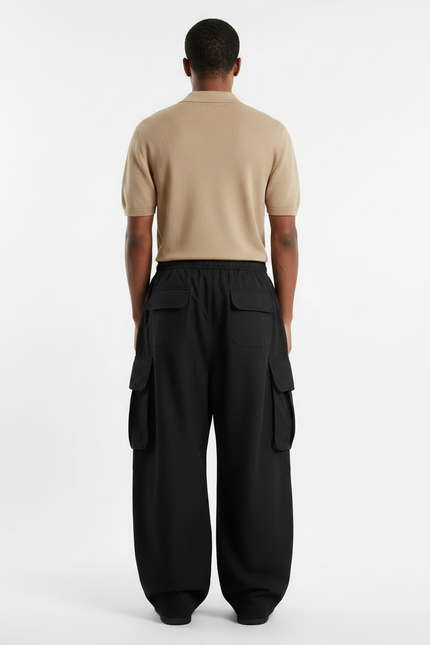 Pantalon Noir Cargo Ample Décontracté Homme Moderne - Polyester - vue 2