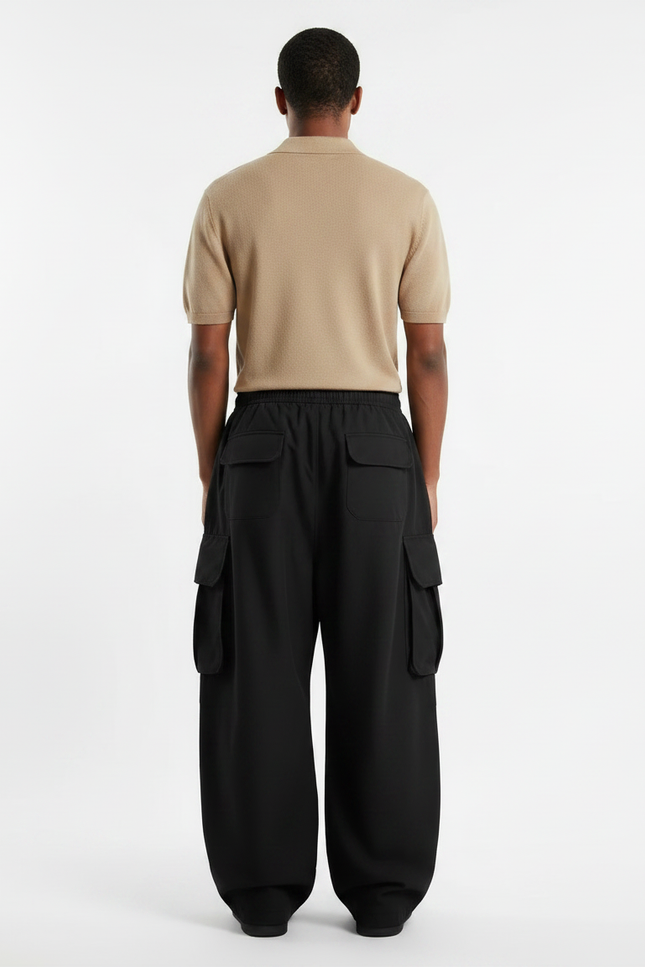 Pantalon Noir Cargo Ample Décontracté Homme Moderne - Polyester - vue 2