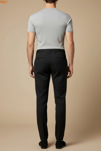 Pantalon Noir Homme Ajusté Habillé Élégant Droit - Polyester - vue 2