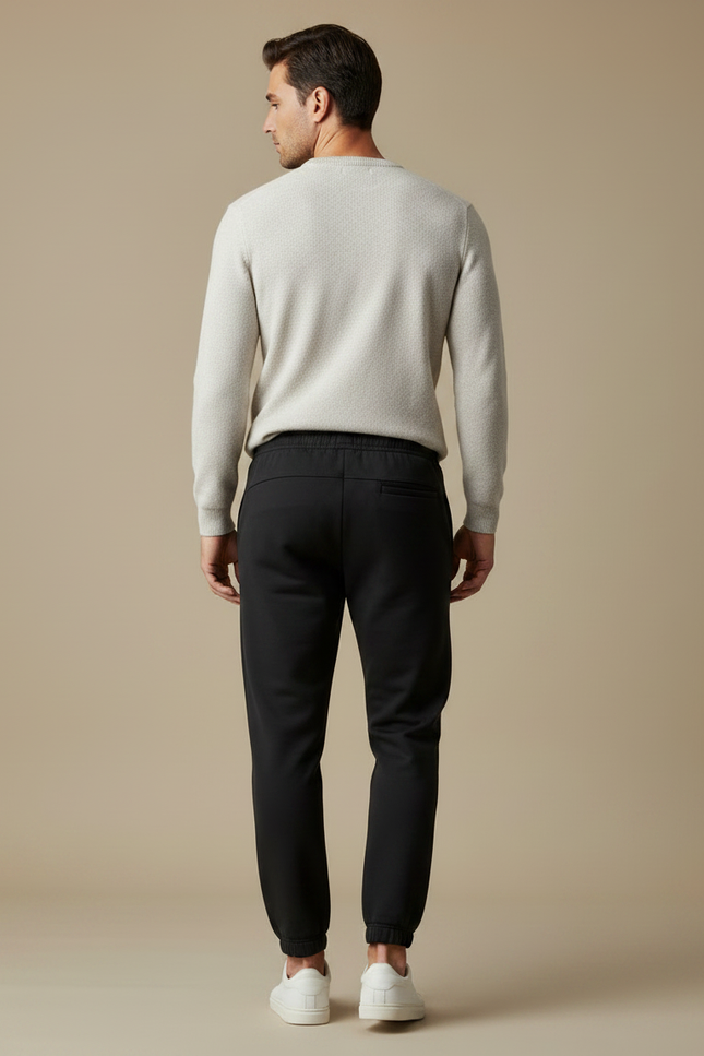 Pantalon Noir Jogging Cordon Coton Décontracté Homme - Molleton - vue 2