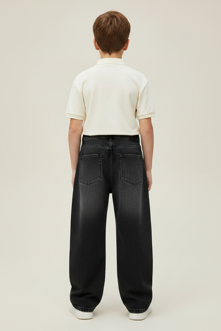 Pantalon Noir Large Décontracté Garçon Denim - Jean - vue 2