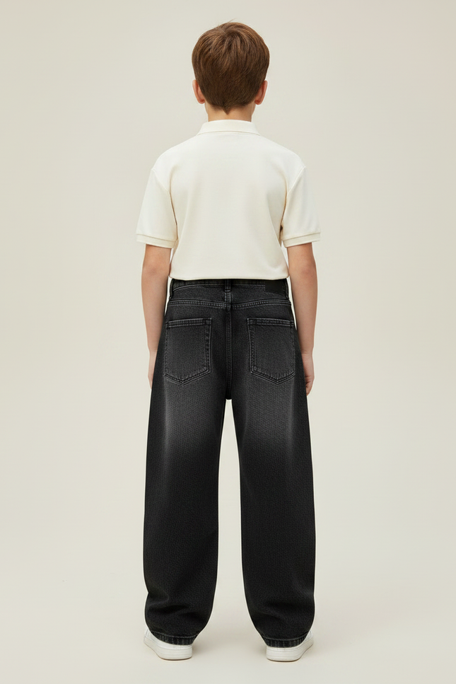 Pantalon Noir Large Décontracté Garçon Denim - Jean - vue 2