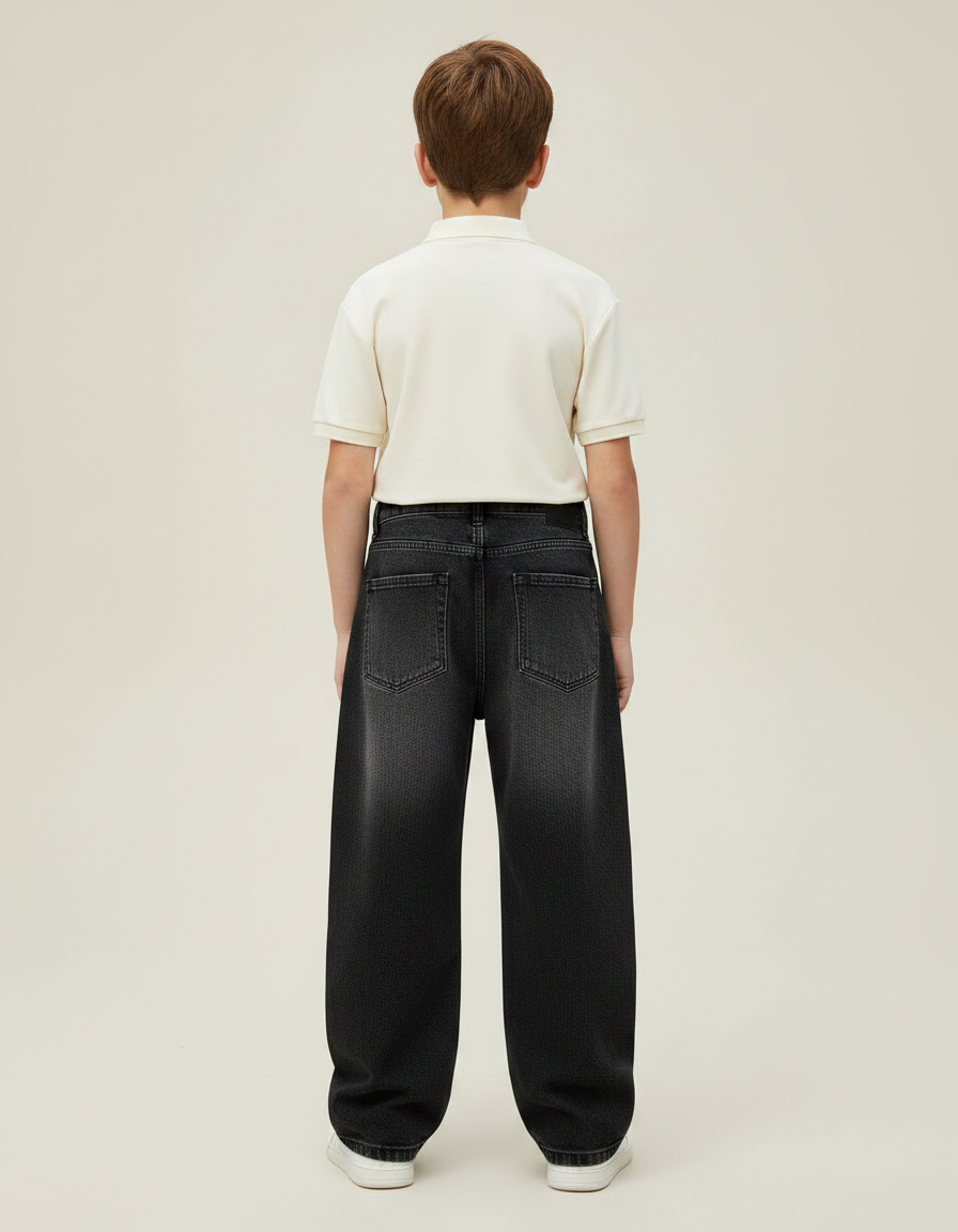 Pantalon Noir Large Décontracté Garçon Denim - Jean - vue 2