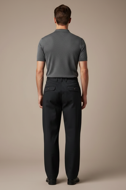 Pantalon Noir Droit Homme Coton Décontracté Militaire - vue 2