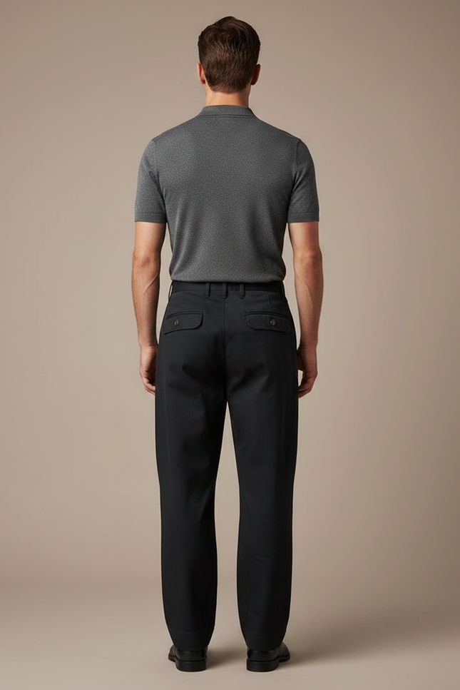 Pantalon Noir Droit Homme Coton Décontracté Militaire - vue 2