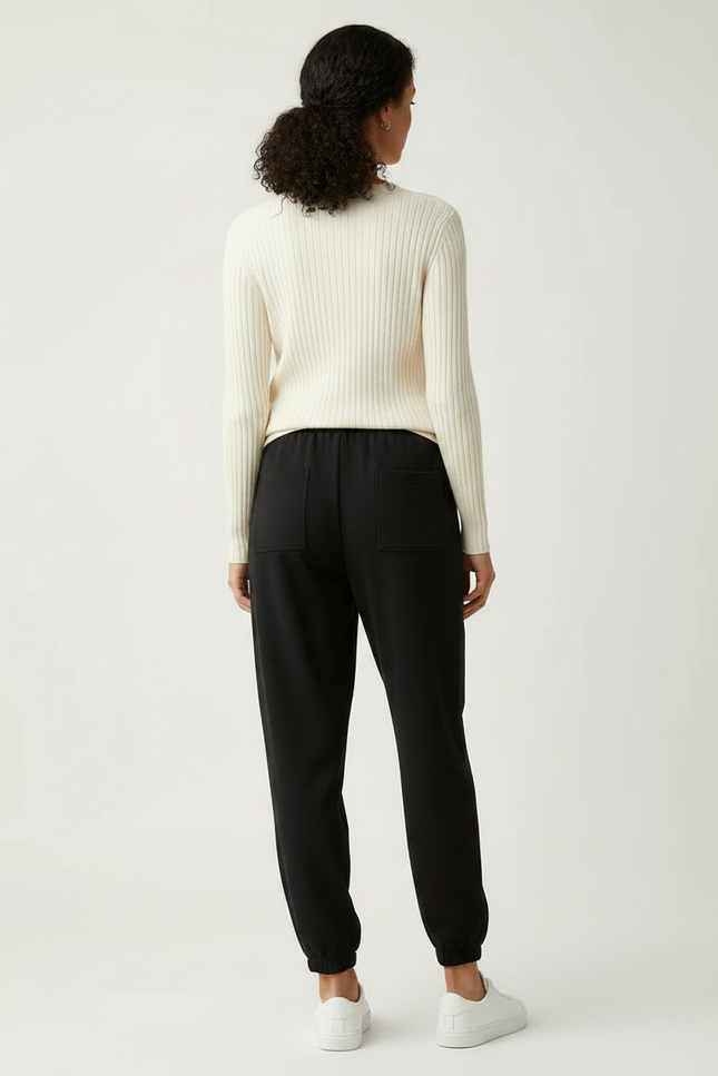 Pantalon Noir Jogging Ample Cordon Sport Femme - Molleton - vue 2