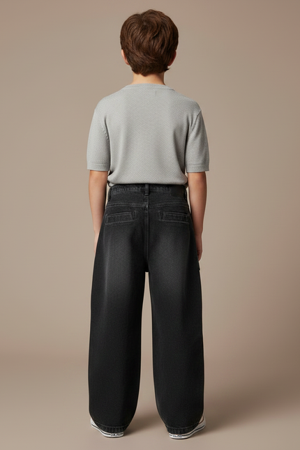 Pantalon Noir Cargo Ample Denim Garçon Décontracté - Jean - vue 2