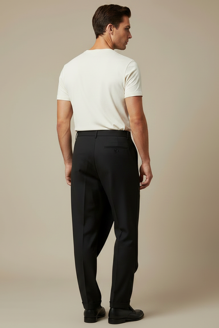 Pantalon Noir Asymétrique Drapé Élégant Homme - Gabardine - vue 2