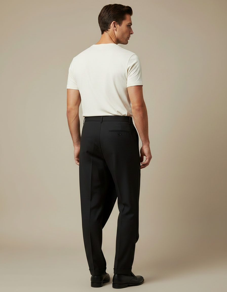 Pantalon Noir Asymétrique Drapé Élégant Homme - Gabardine - vue 2