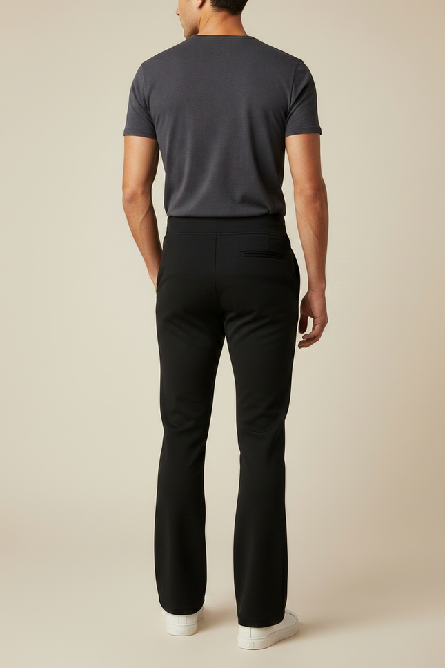 Pantalon Noir Homme Coupe Droite Élégant Décontracté - Polyester - vue 2
