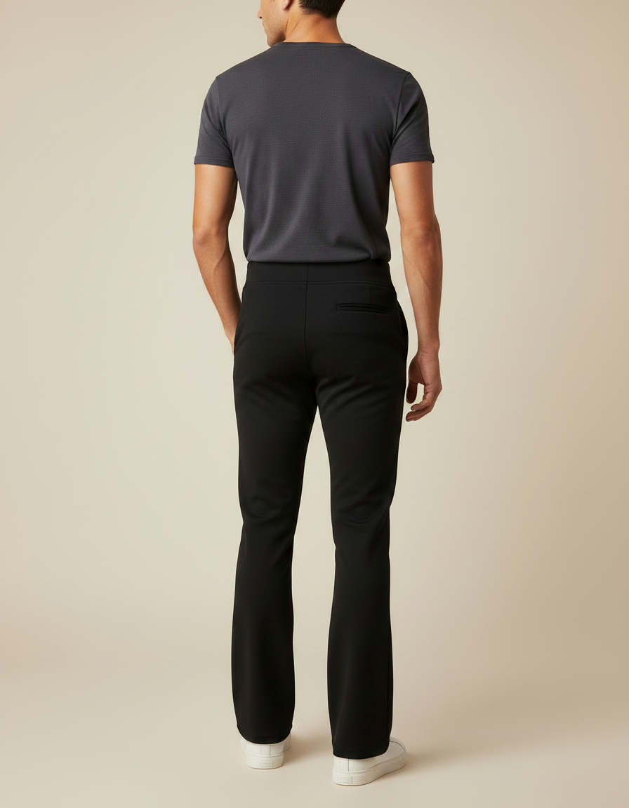 Pantalon Noir Homme Coupe Droite Élégant Décontracté - Polyester - vue 2