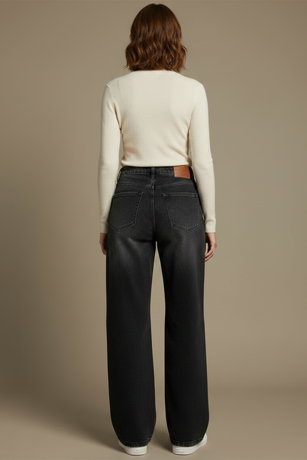 Pantalon Noir Ample Évasé Denim Décontracté - Jean - vue 2