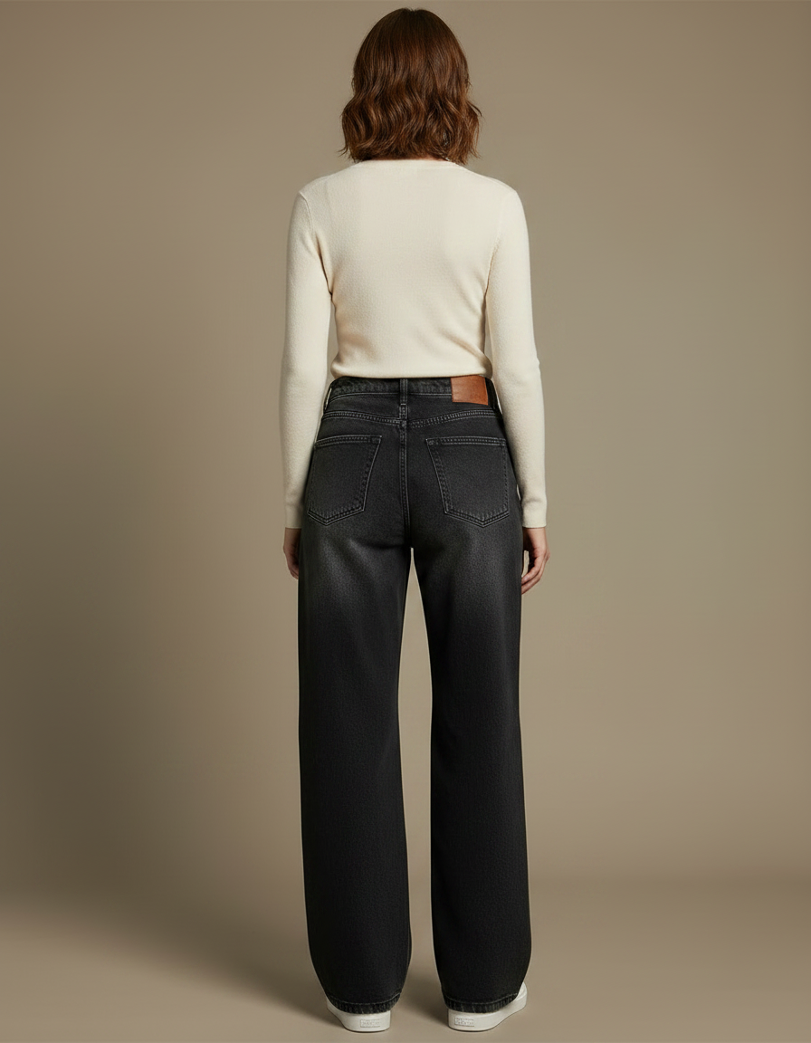 Pantalon Noir Ample Évasé Denim Décontracté - Jean - vue 2