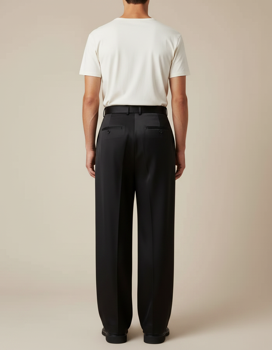 Pantalon Satin Noir Homme - vue 2
