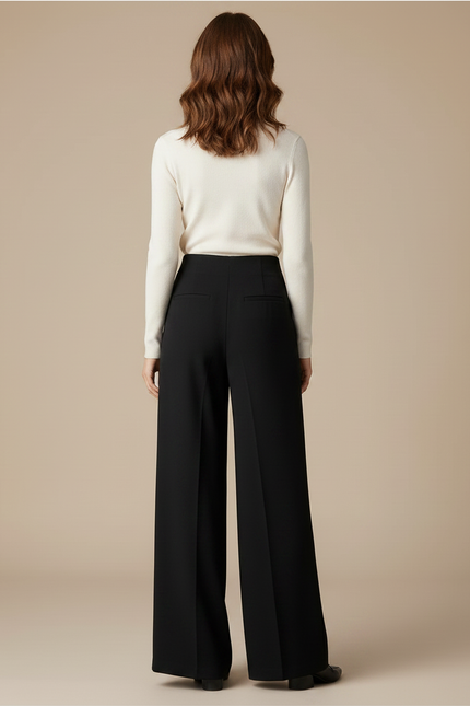 Pantalon Noir Laine Femme - vue 2