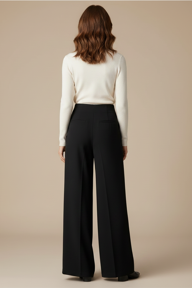 Pantalon Noir Laine Femme - vue 2