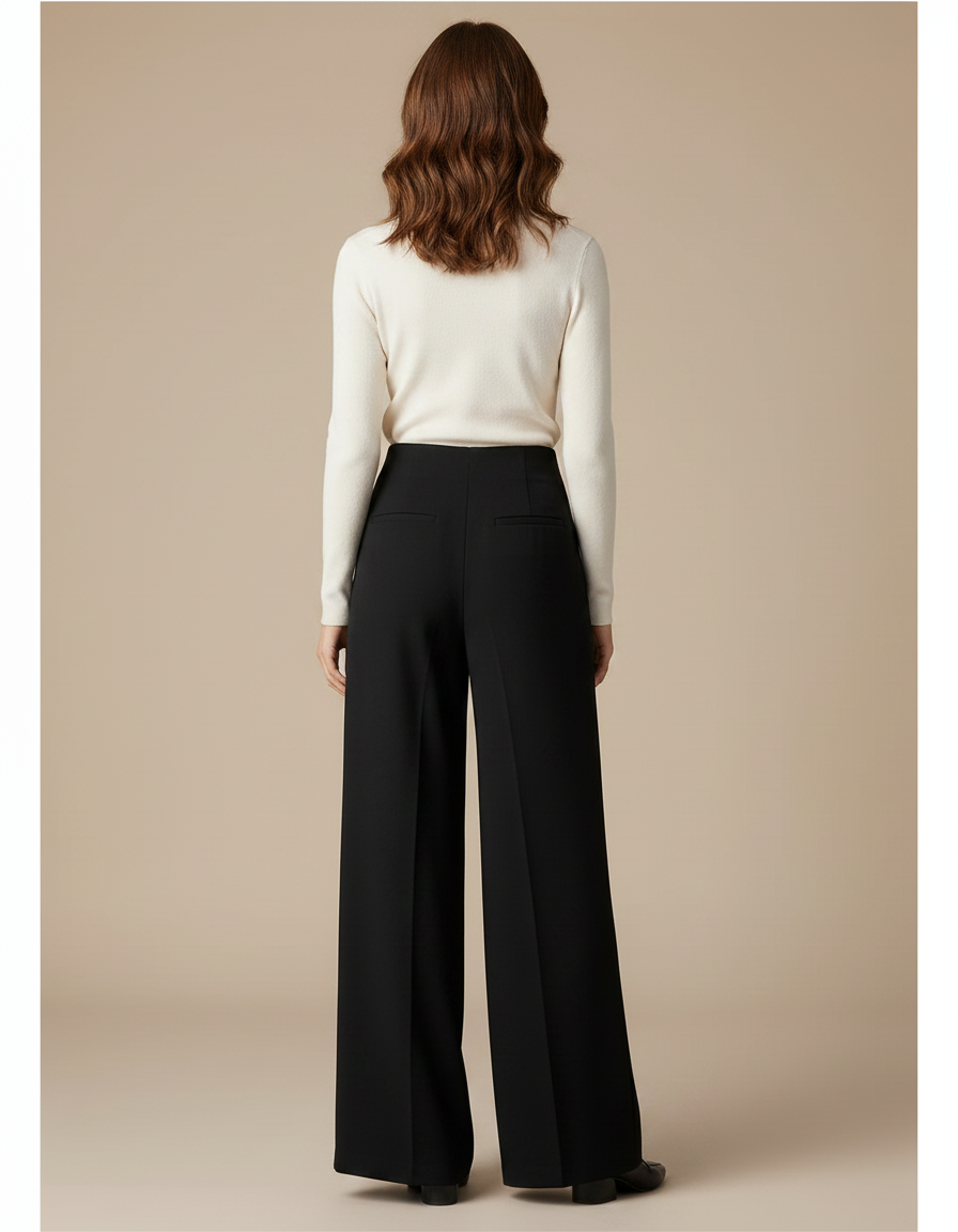 Pantalon Noir Laine Femme - vue 2