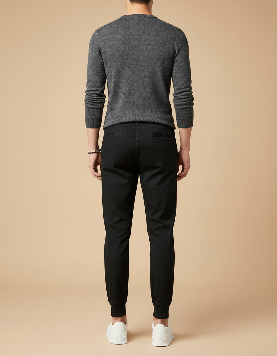 Pantalon Court Noir Homme - Gabardine - vue 2