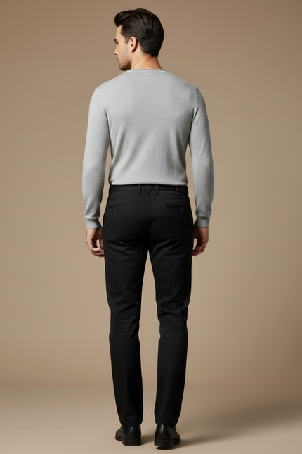Pantalon Noir Droit Coton Homme Élégant Classique - Gabardine - vue 2