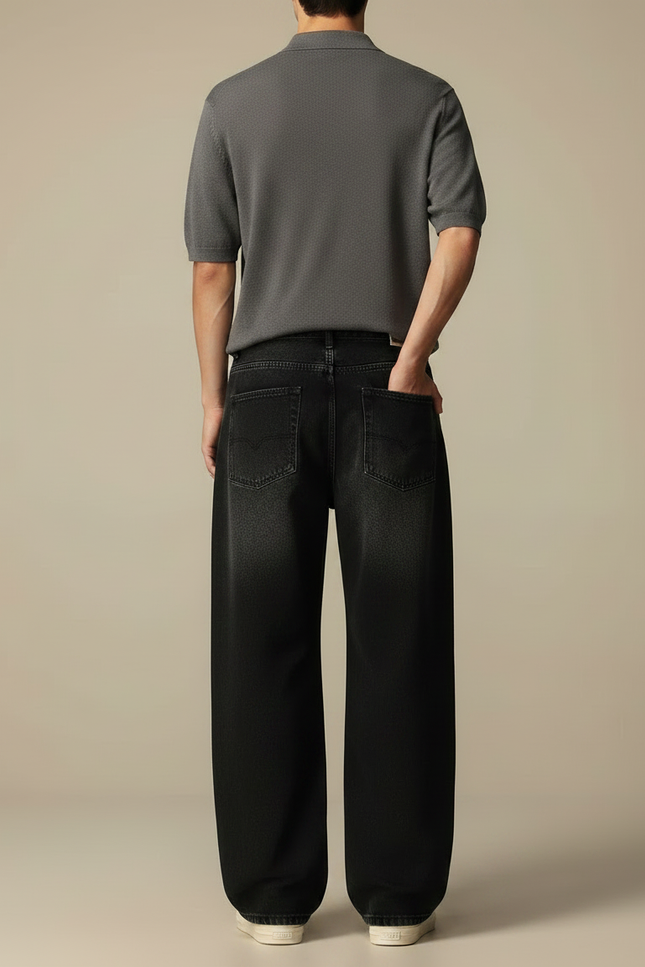 Pantalon Noir Homme Ample Décontracté Denim - Jean - vue 2