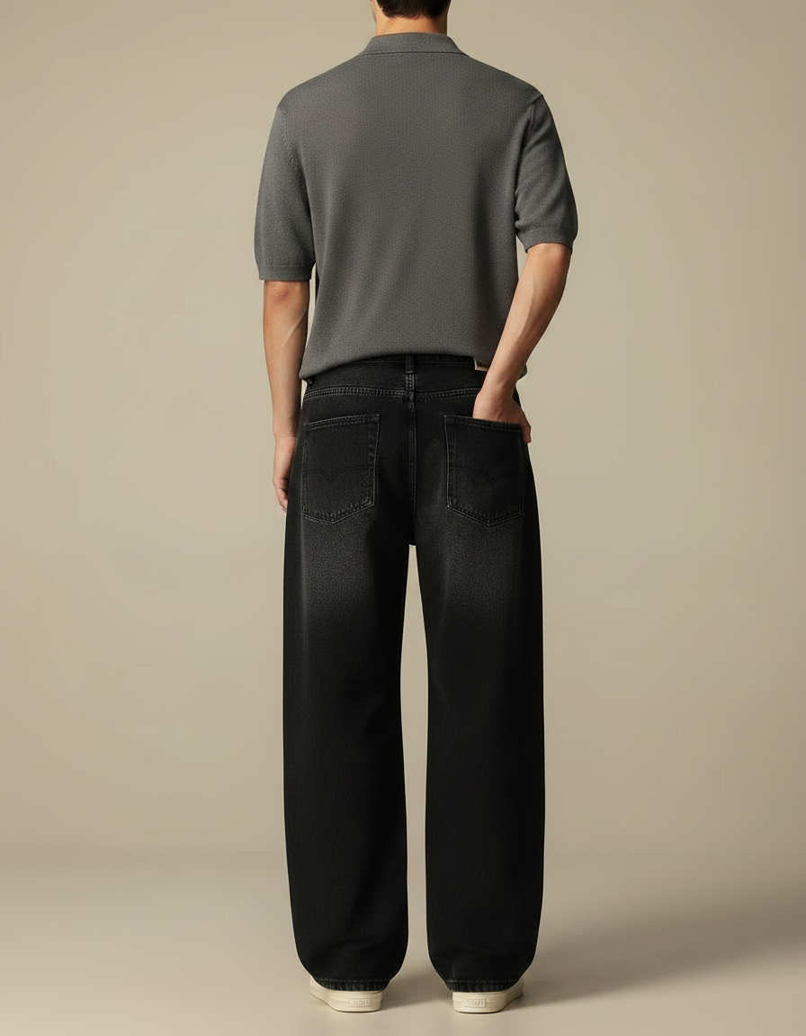 Pantalon Noir Homme Ample Décontracté Denim - Jean - vue 2