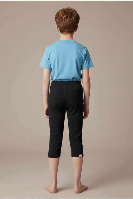 Pantalon Noir Court Ajusté Confortable Garçon - Molleton - vue 2