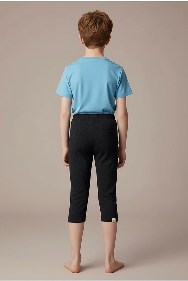 Pantalon Noir Court Ajusté Confortable Garçon - Molleton - vue 2