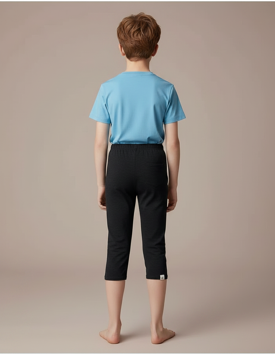Pantalon Noir Court Ajusté Confortable Garçon - Molleton - vue 2