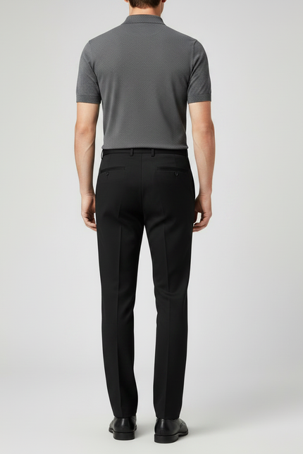 Pantalon Noir Droit Homme Élégant Formel Laine - vue 2