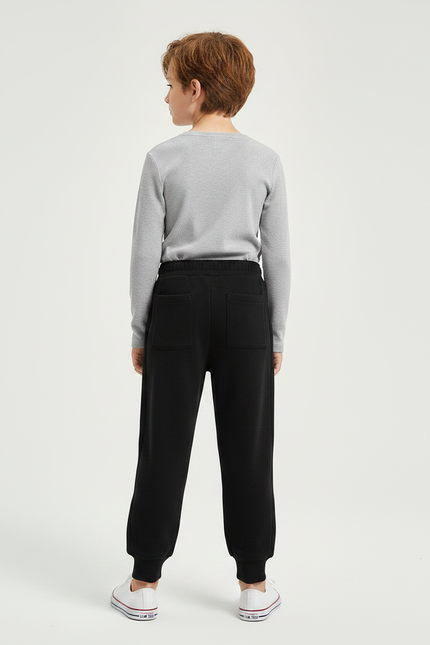 Pantalon Noir Côtelé Décontracté Enfant Unisexe Coton - Cordé - vue 2