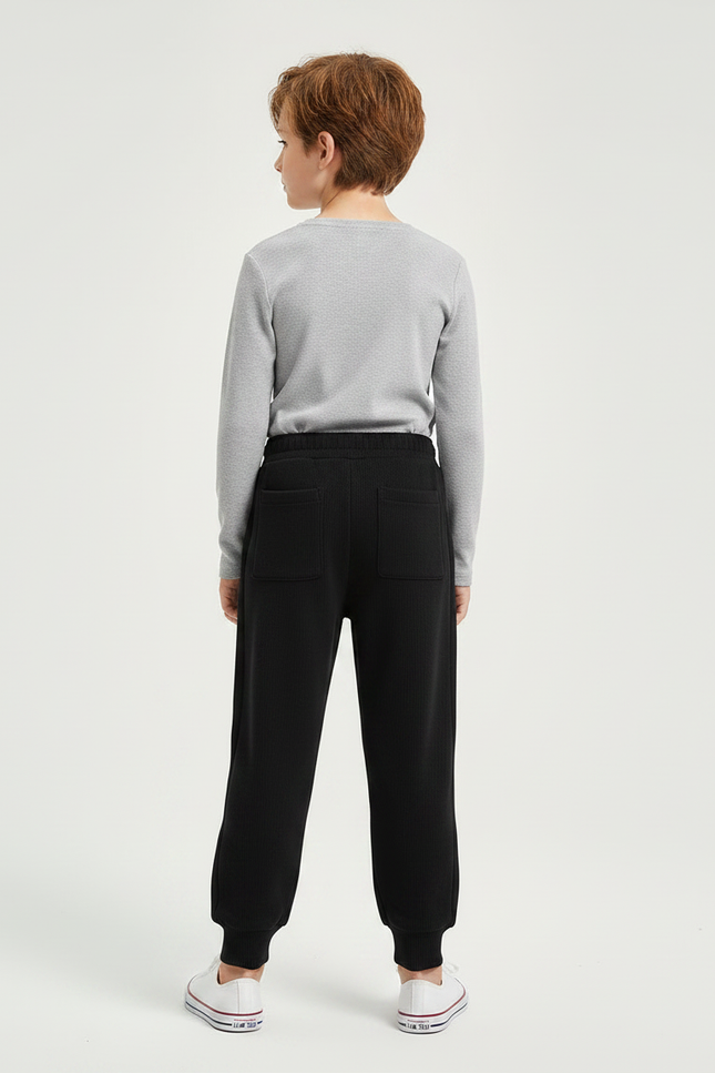 Pantalon Noir Côtelé Décontracté Enfant Unisexe Coton - Cordé - vue 2