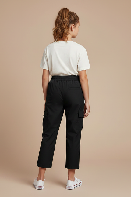 Pantalon Cargo Noir Enfant - Polyester - vue 2
